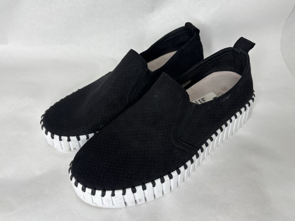 Ilse Jacobsen Tulip Black Perforated Slip On Sneaker Shoes Womens EU 38. US 8